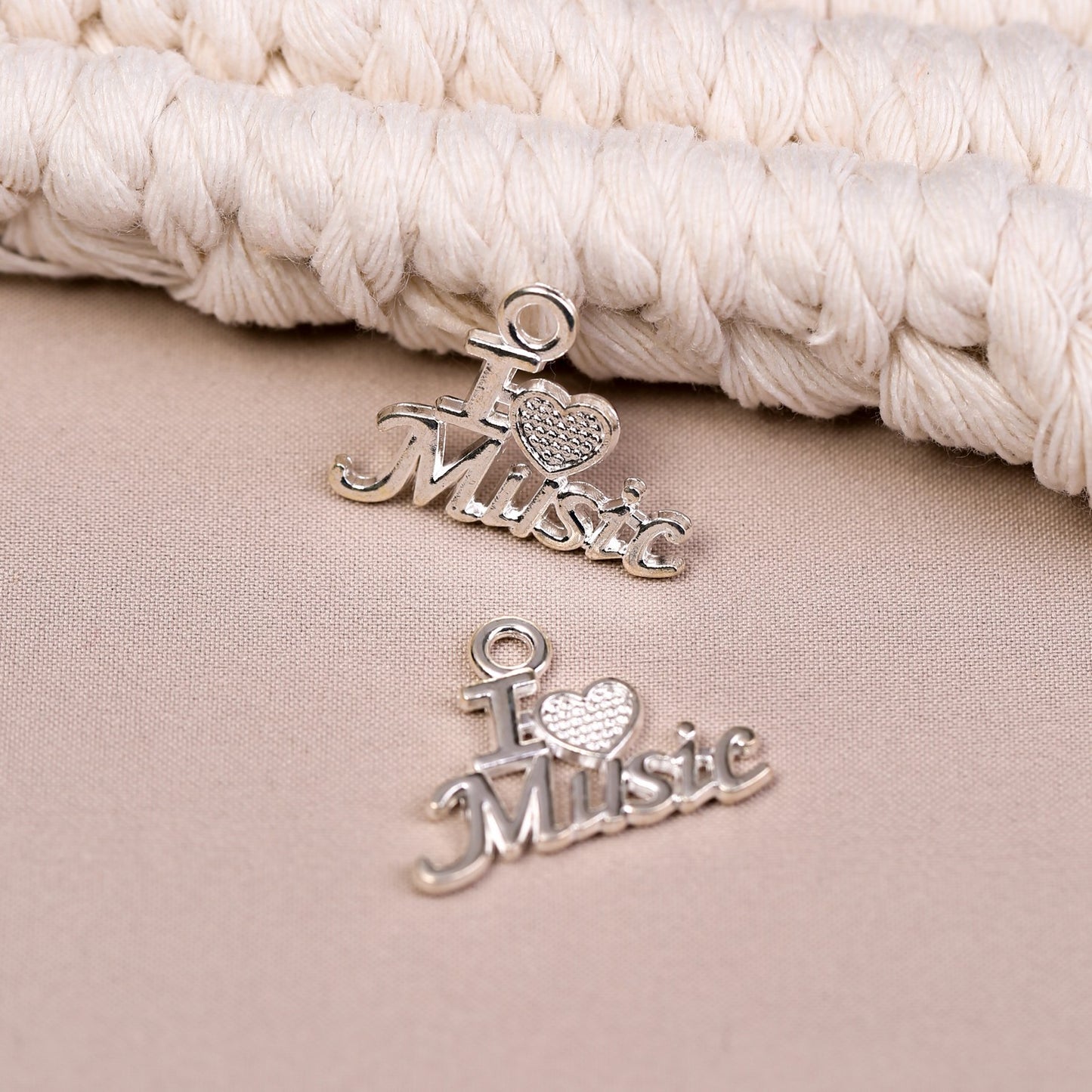 I Love Music Metal Charms (8pcs) (MLB-021)