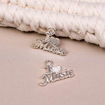 I Love Music Metal Charms (8pcs) (MLB-021)