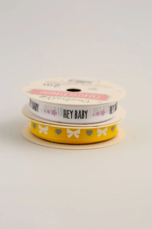 Dovecraft Baby Ribbon - Hey Baby (2pk) - Printable Heaven