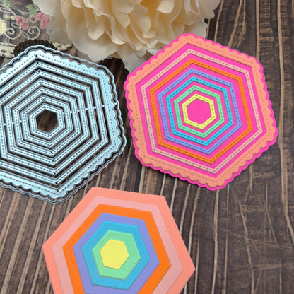 Printable Heaven Small Cutting Die - Nesting Stitch Detail Hexagons (8pcs) (T014)