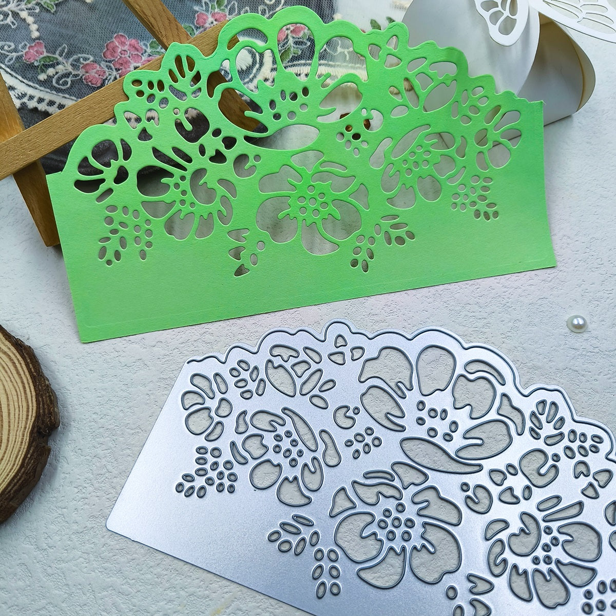 Printable Heaven Large Cutting Die - Floral Lace Card Front (1pc) (B008)