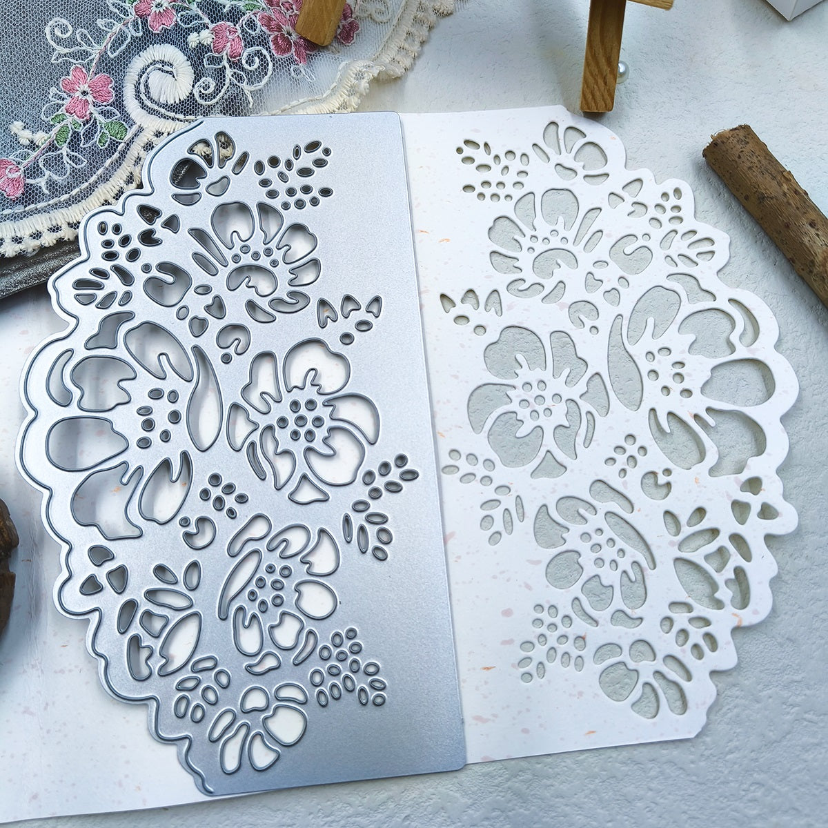 Printable Heaven Large Cutting Die - Floral Lace Card Front (1pc) (B008)