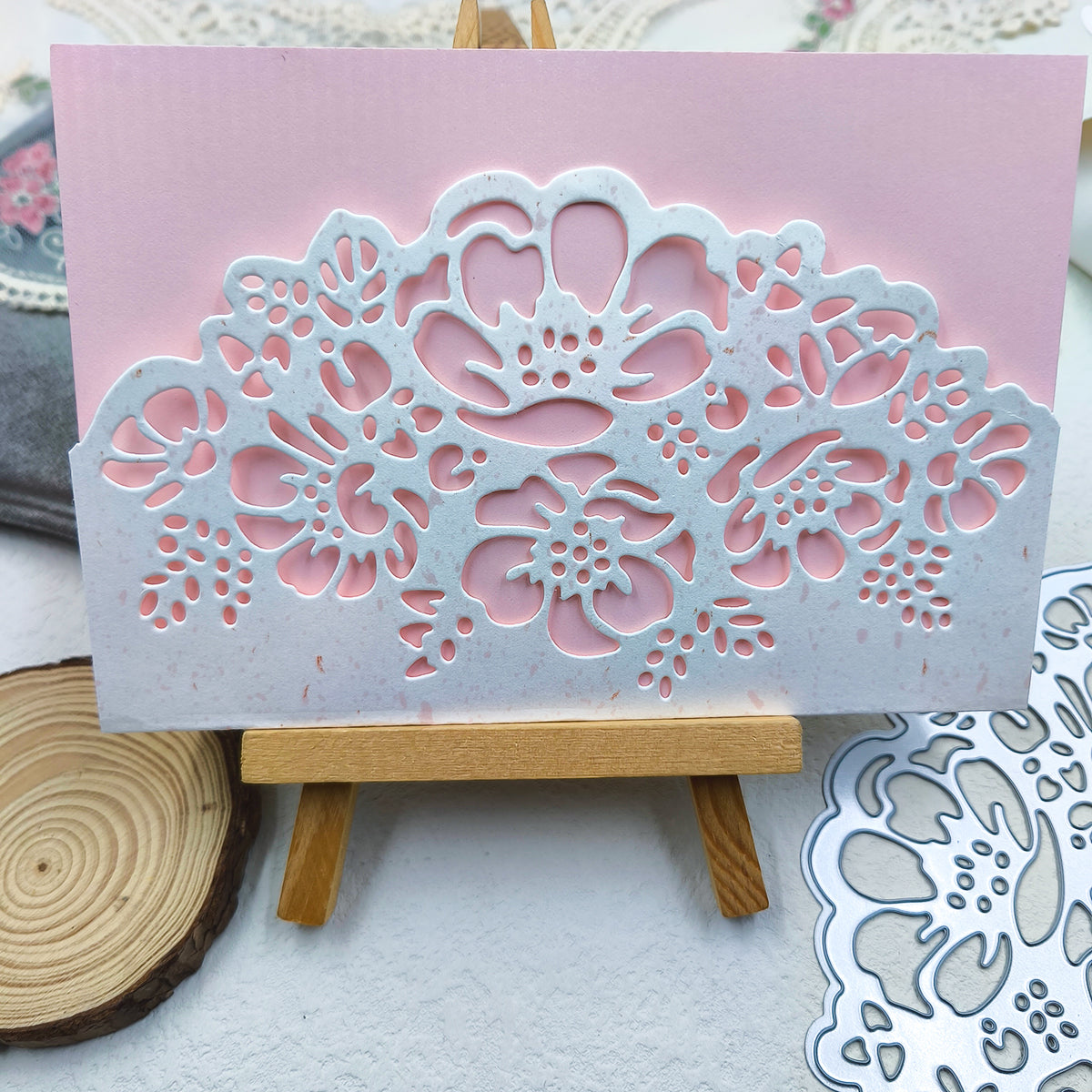 Printable Heaven Large Cutting Die - Floral Lace Card Front (1pc) (B008)