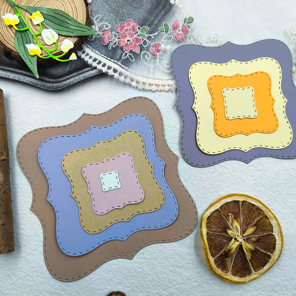 Printable Heaven Large Cutting Die - Wavy Stitch Detail Squares (9pcs) (T007)