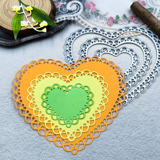 Printable Heaven Large Cutting Die - Nesting Lace Edge Hearts (3pcs) (T005) - Printable Heaven