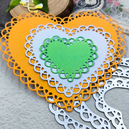 Printable Heaven Large Cutting Die - Nesting Lace Edge Hearts (3pcs) (T005)