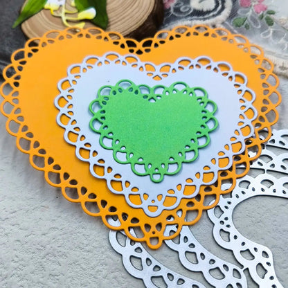Printable Heaven Large Cutting Die - Nesting Lace Edge Hearts (3pcs) (T005) - Printable Heaven