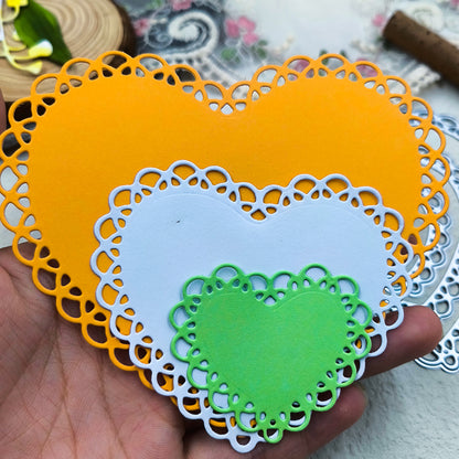 Printable Heaven Large Cutting Die - Nesting Lace Edge Hearts (3pcs) (T005)