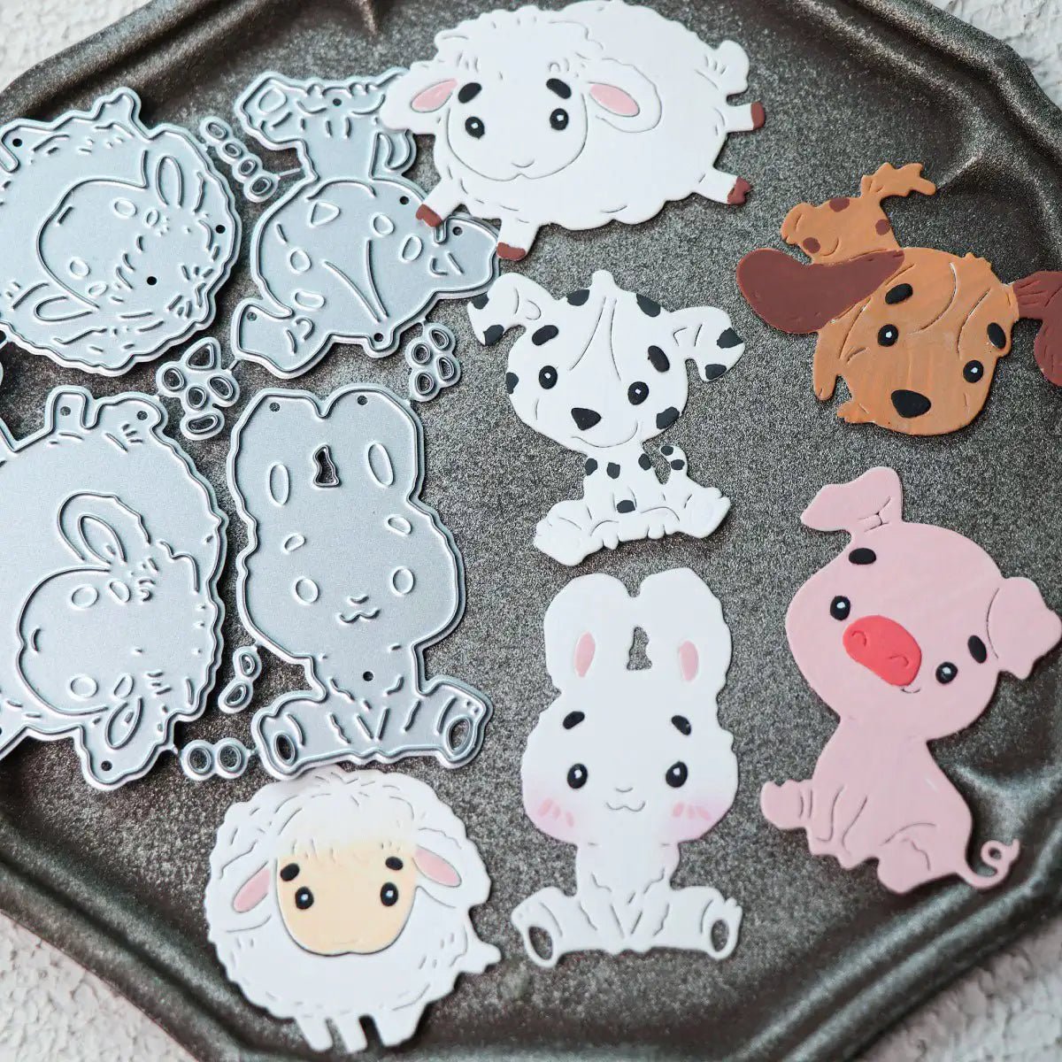 Cute Kawaii Animal Character Cutting Die Set (6 pcs) (A057) - Printable Heaven