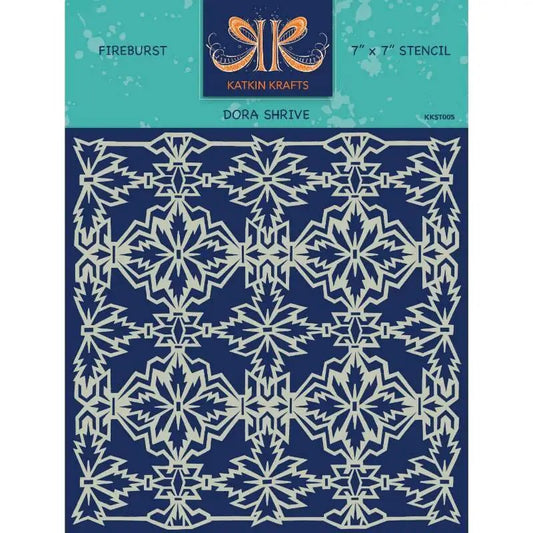 Katkin Krafts Fireburst 7 in x 7 in Stencil (KKST005) - Printable Heaven