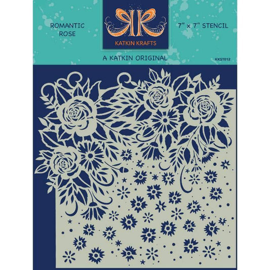 Katkin Krafts Romantic Rose 7 in x 7 in Stencil (KKST012)