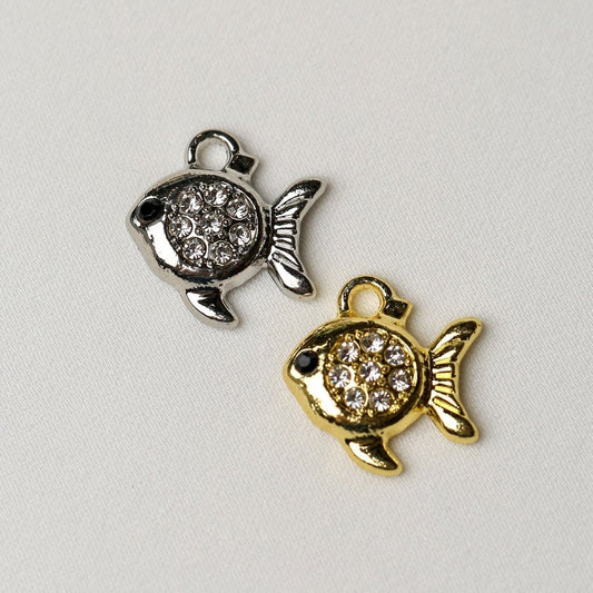 Fish Metal Charms in Silver & Gold (2pcs) (MLB-082) - Printable Heaven