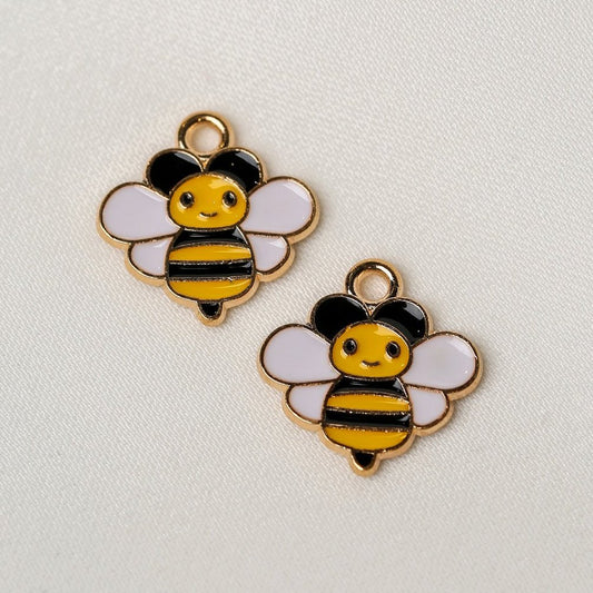 Smiling Bee Metal Charms (2pcs) (MLB-085) - Printable Heaven