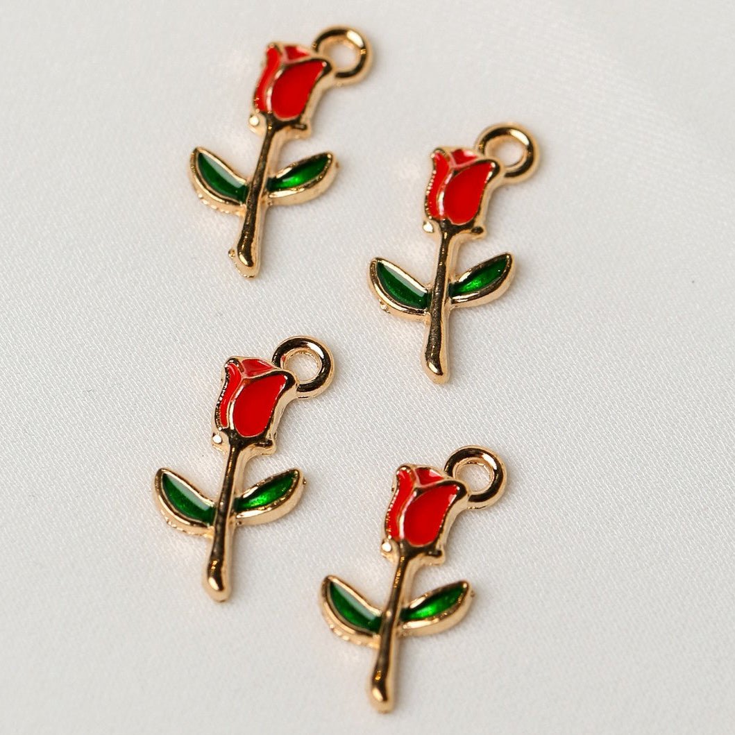 Pink Tulip Metal Charms (3pcs) (MLB-088) - Printable Heaven