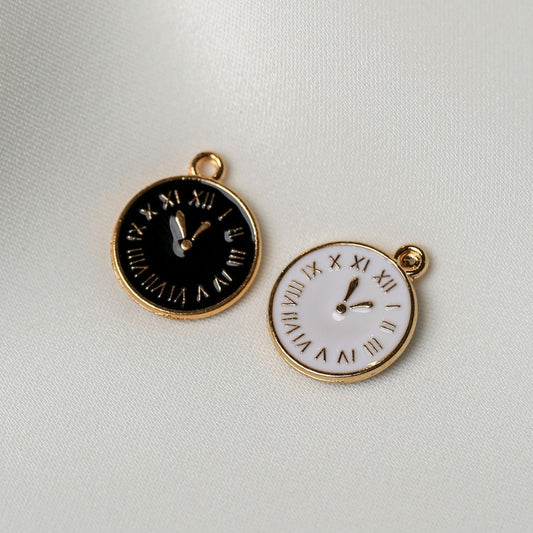 Roman Numeral Clock Metal Charms (2pcs) (MLB-092) - Printable Heaven