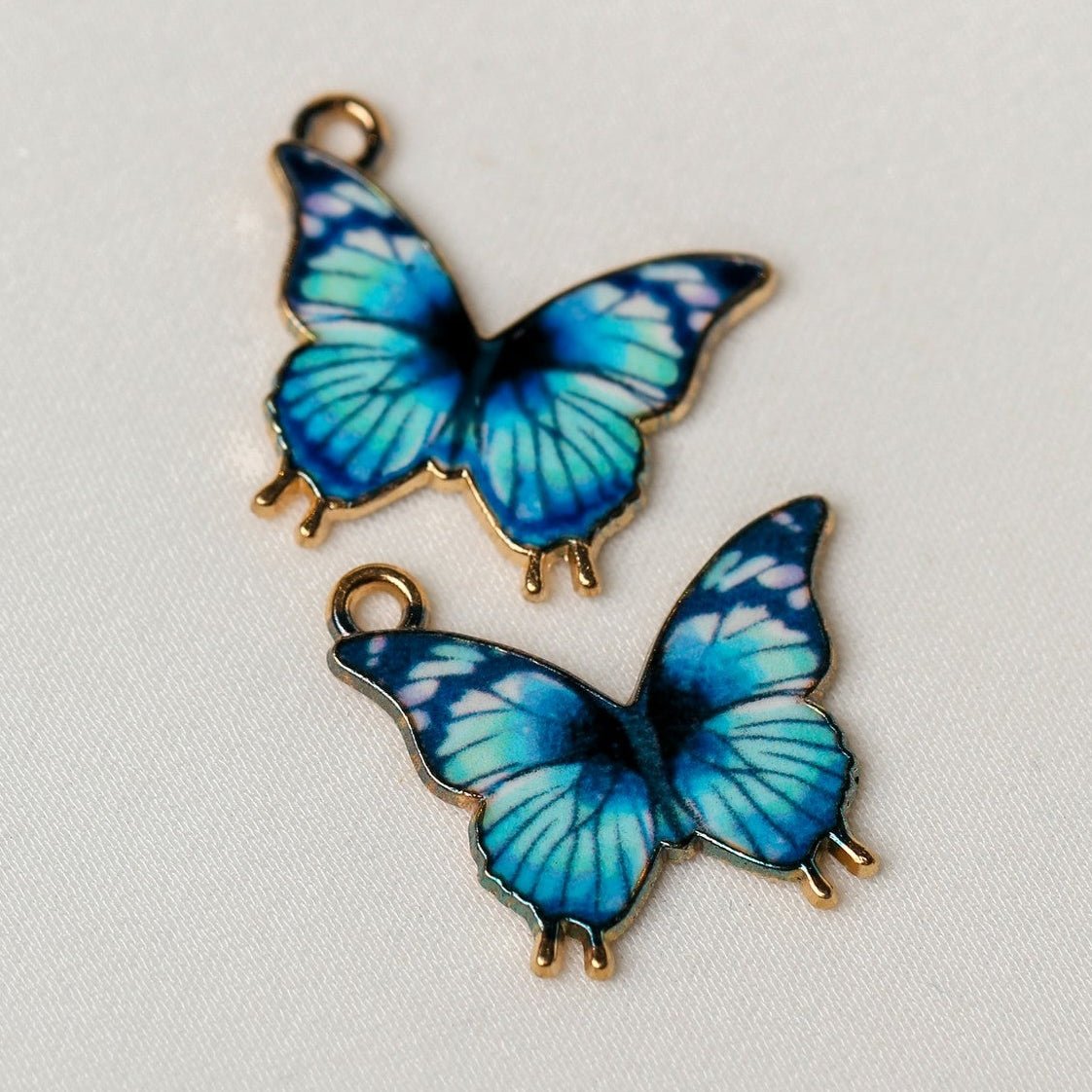 Blue Morpho Butterfly Metal Charms (2pcs) (MLB-104) - Printable Heaven