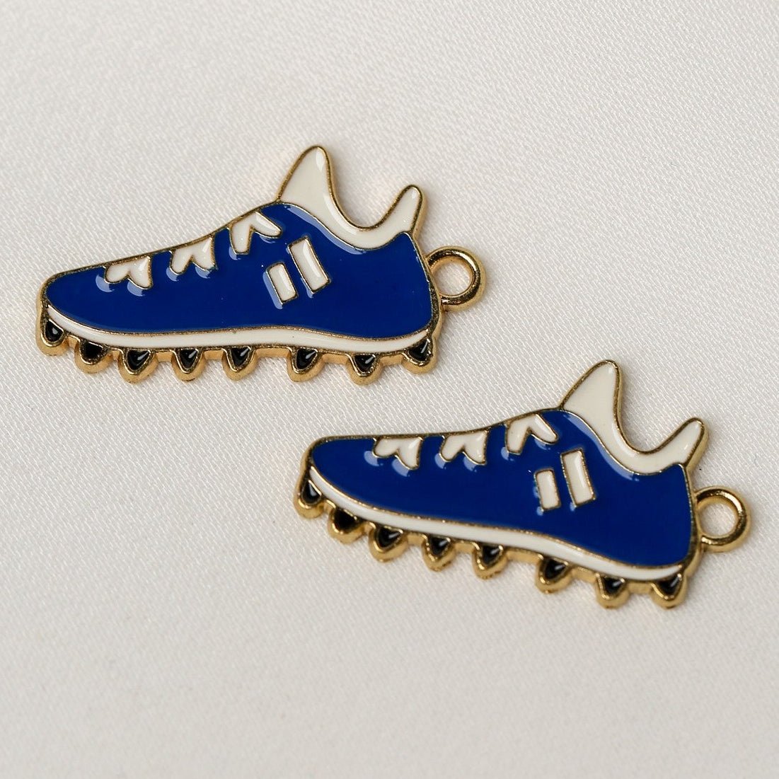 Blue Football Boot Metal Charms (2pcs) (MLB-105) - Printable Heaven