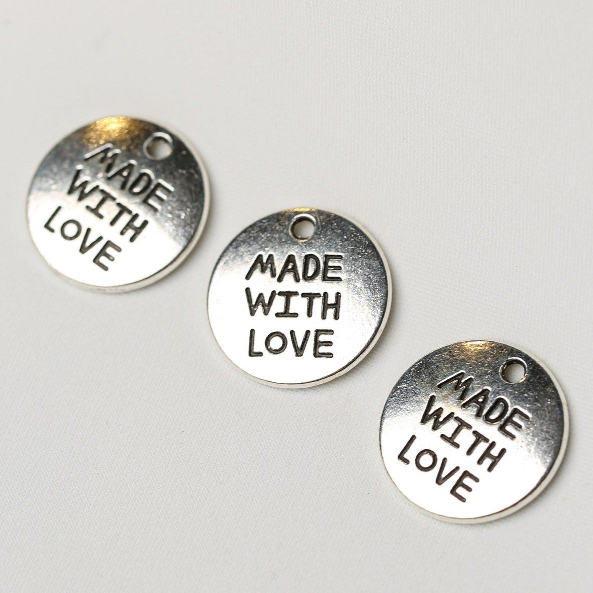 Made With Love Sentiment Metal Charms (3pcs) (MLB-112) - Printable Heaven