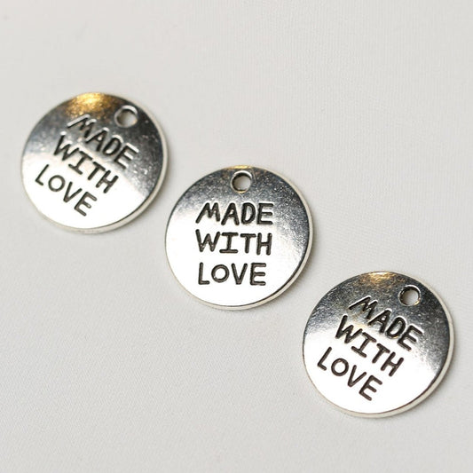 Made With Love Sentiment Metal Charms (3pcs) (MLB-112) - Printable Heaven
