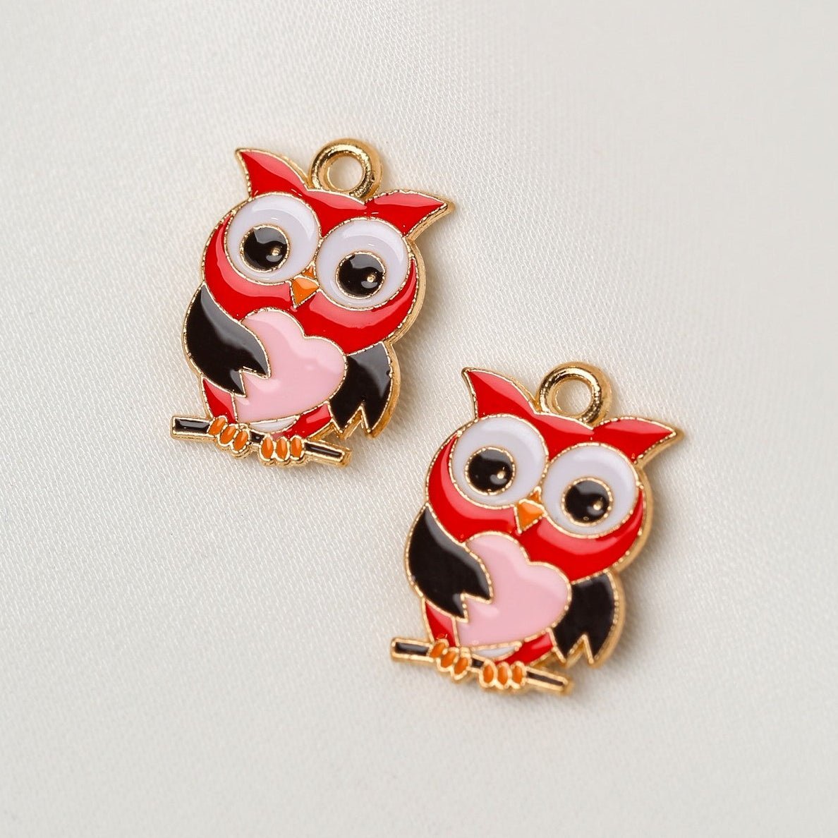 Valentine's Owl Metal Charms (2pcs) (MLB-118) - Printable Heaven