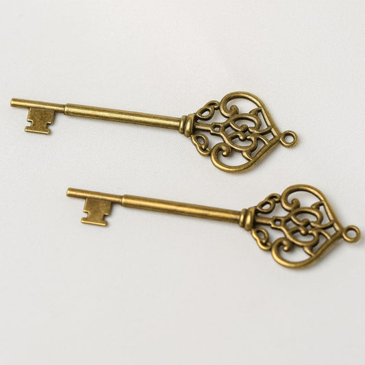 Ornate Key Metal Charms (2pcs) (MLB-119) - Printable Heaven