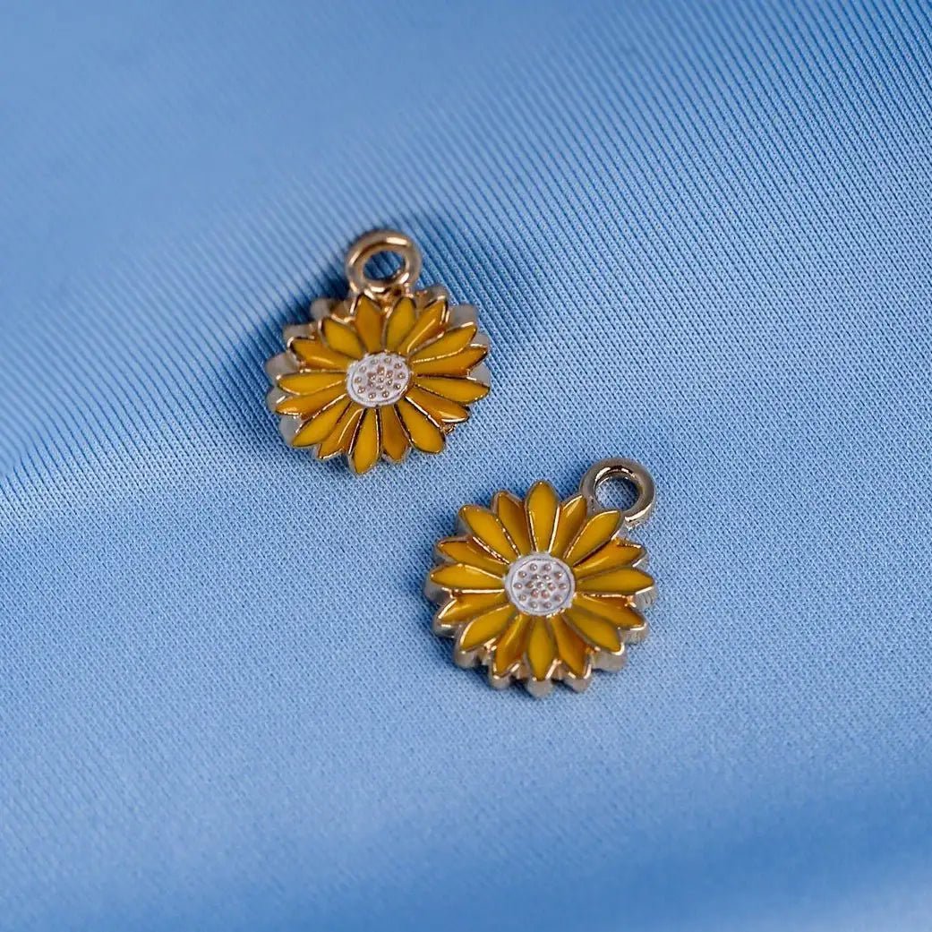Sunflower Metal Charms (2pcs) (MLB-048) - Printable Heaven