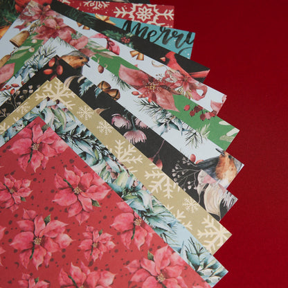 Merry Christmas Printed Scrapbook Paper, 6x6" 24 Sheets