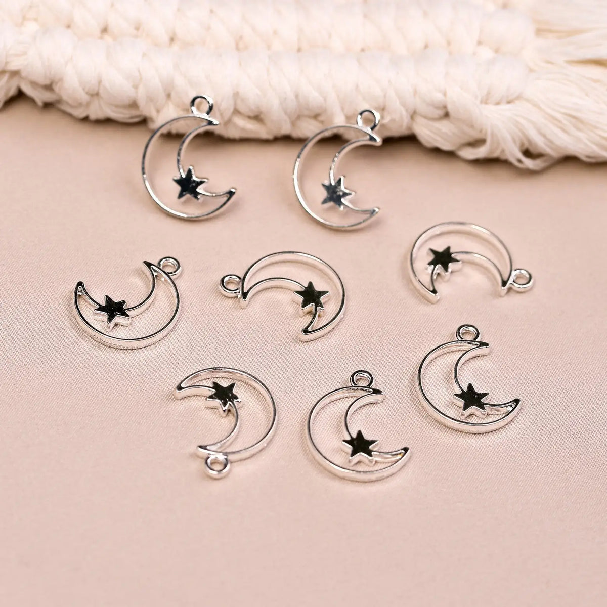 Moon & Star Metal Charms (8pcs) (MLB-038) - Printable Heaven