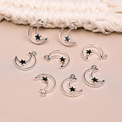 Moon & Star Metal Charms (8pcs) (MLB-038) - Printable Heaven