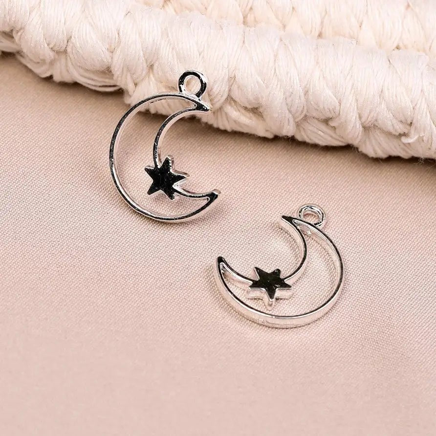 Moon & Star Metal Charms (8pcs) (MLB-038) - Printable Heaven