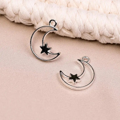 Moon & Star Metal Charms (8pcs) (MLB-038) - Printable Heaven