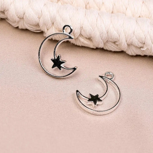 Moon & Star Metal Charms (8pcs) (MLB-038) - Printable Heaven