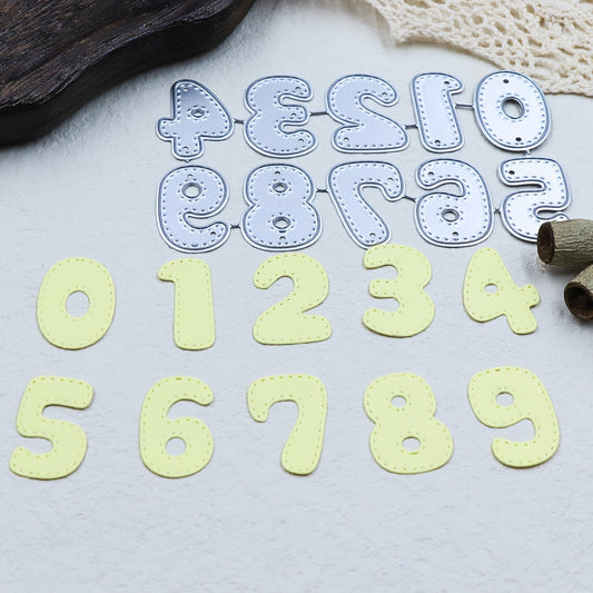 Printable Heaven Cutting Die Set of Numbers Stitched Edge (10Pcs) (N006)