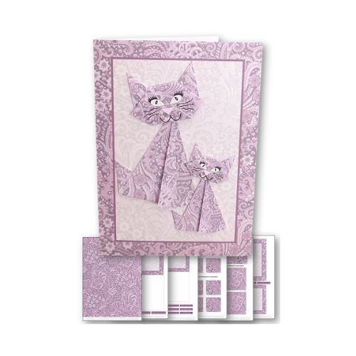 Download - Card Kit - Origami Cat Lilac