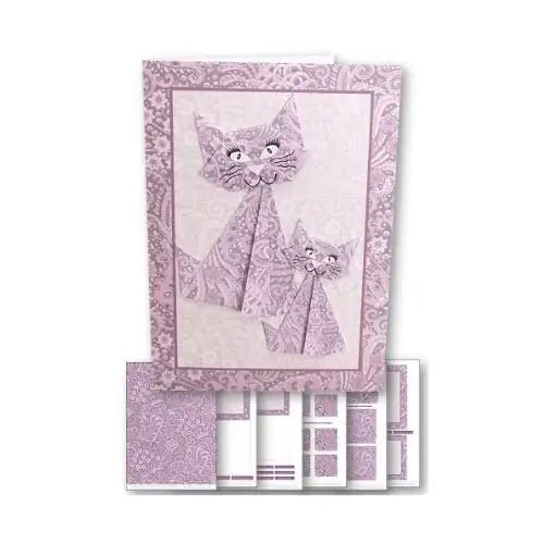 Download - Card Kit - Origami Cat Lilac - Printable Heaven