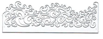 Black and white illustration of stylized swirling waves and curves forming an ornate, decorative border with intricate cutout designs—perfect for papercraft projects or pairing with the Printable Heaven Ornate Filigree Border Cutting Die (1 PC) (B004).