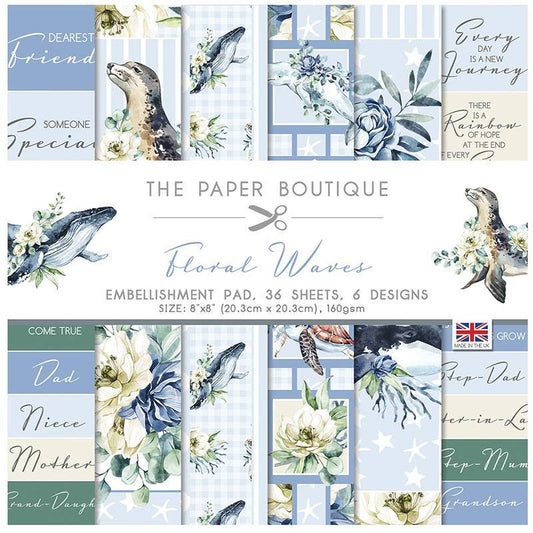 The Paper Boutique Floral Waves 8 in x 8 in Embellishments Pad (PB1555)