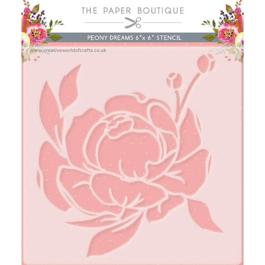 The Paper Boutique Peony Dreams 6 in x 6 in Stencil (PB1987)