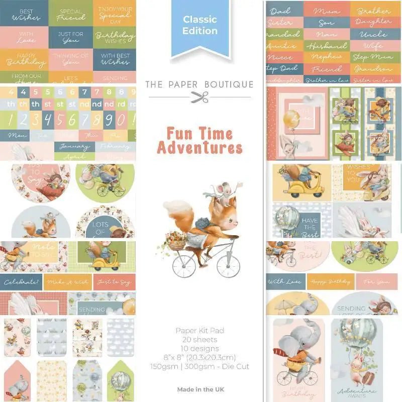 The Paper Boutique Fun Time Adventures 8 in x 8 in Paper Kit Pad (PB2041) - Printable Heaven