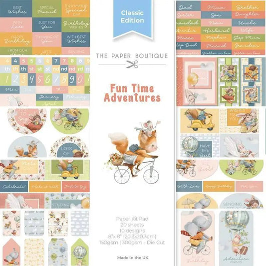 The Paper Boutique Fun Time Adventures 8 in x 8 in Paper Kit Pad (PB2041) - Printable Heaven