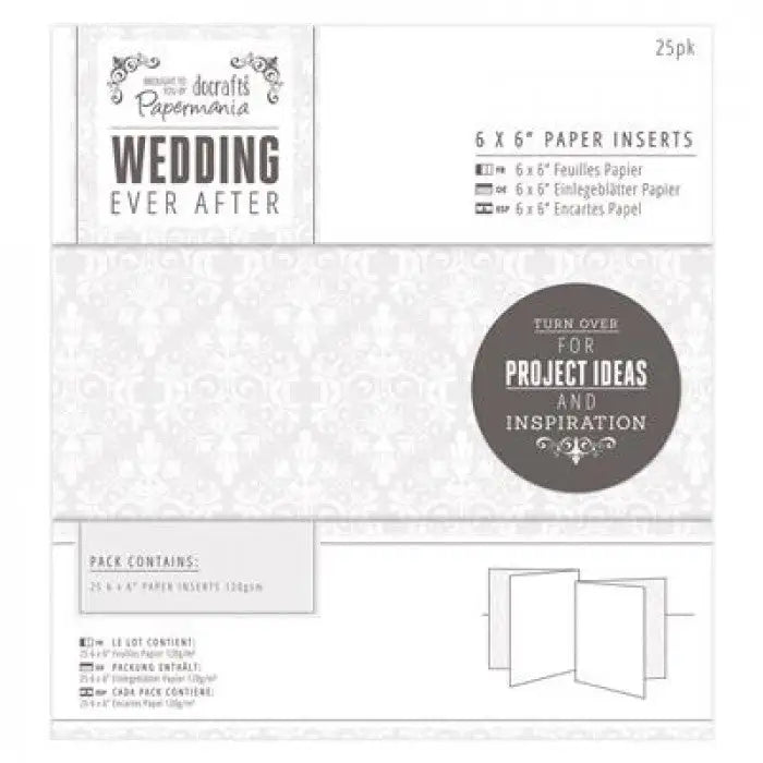 6 x 6" Paper Inserts (25pk) - Wedding, Damask (PMA 158131) - Printable Heaven