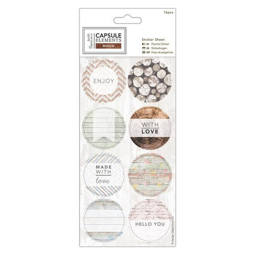 Papermania Sticker Sheet (16pcs) - Elements Wood (PMA 157273 )