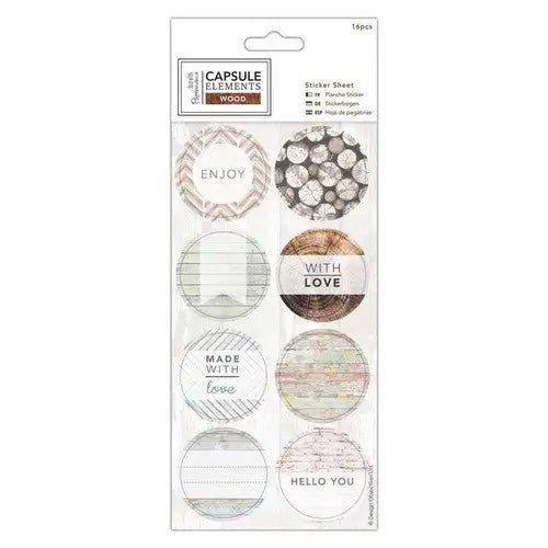 Papermania Sticker Sheet (16pcs) - Elements Wood (PMA 157273 ) - Printable Heaven