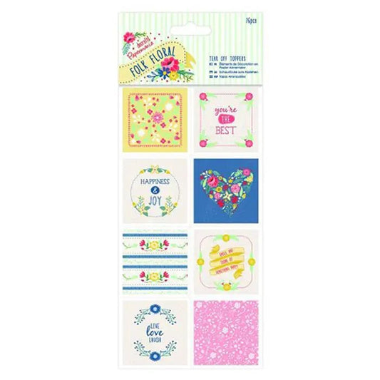 Papermania Tear Off Toppers (16pcs) - Folk Floral (PMA 157946 ) - Printable Heaven