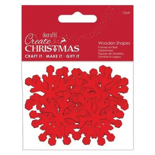 Create Christmas Wooden Shapes (12pcs) - Snowflakes Red (PMA 174575) - Printable Heaven