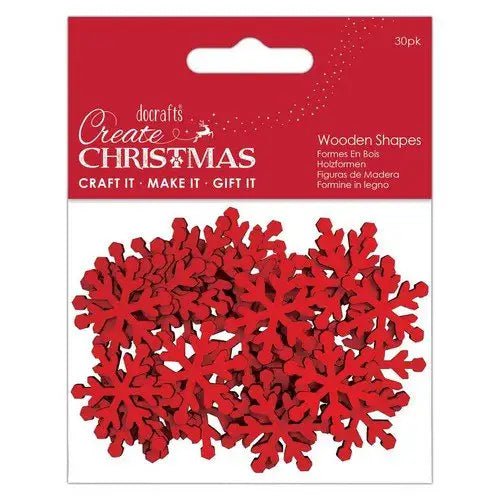Create Christmas Wooden Shapes (30pcs) - Mini Snowflakes Red (PMA 174577) - Printable Heaven