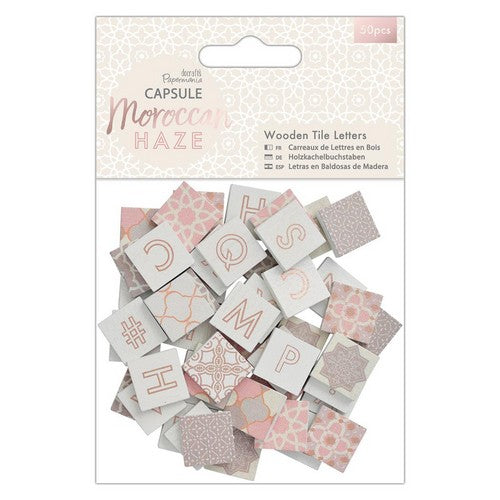 Papermania Wooden Tile Letters (50pcs) - Capsule - Moroccan Haze (PMA 174596 )