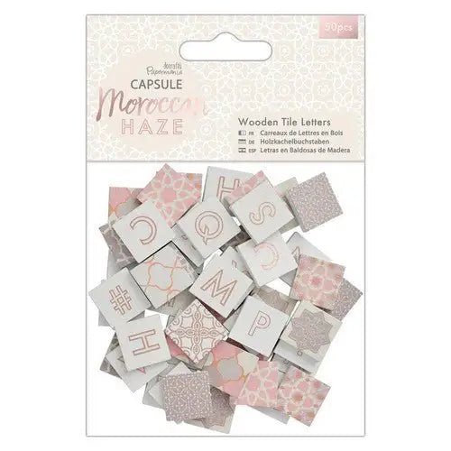 Papermania Wooden Tile Letters (50pcs) - Capsule - Moroccan Haze (PMA 174596 ) - Printable Heaven