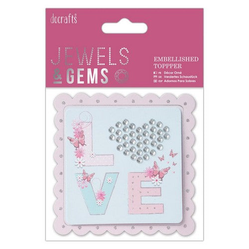 Docrafts Embellished Topper - LOVE - Jewels & Gems (PMA 359001 )