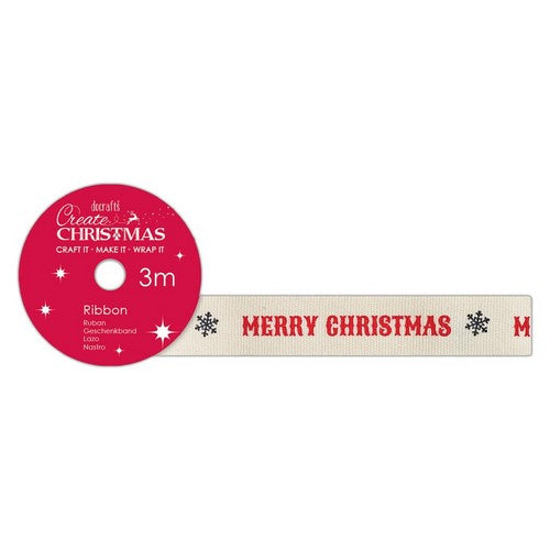 Create Christmas  Cotton Christmas Ribbon (3m) - Merry Christmas (PMA 367968)